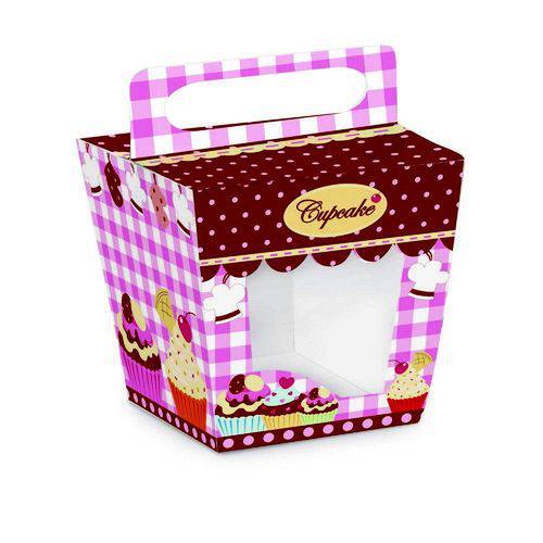 Tamanhos, Medidas e Dimensões do produto 10 Caixas Cupcake Mini com Alça Gourmet Decoração para Festas