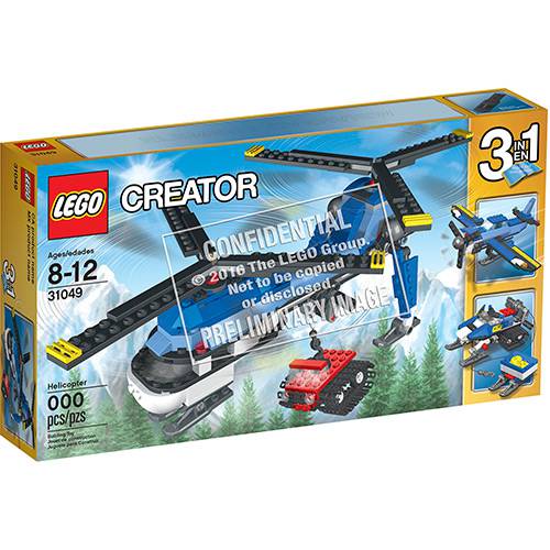 Tamanhos, Medidas e Dimensões do produto 31049 - LEGO Creator - Helicóptero de Duas Hélices