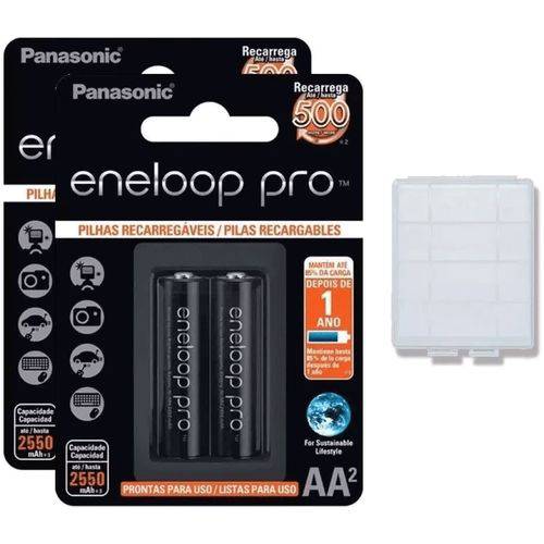 Tamanhos, Medidas e Dimensões do produto 4 Pilhas AA Recarregáveis Panasonic Eneloop Pro (2 Cartelas C/2 Pilhas Cada)
