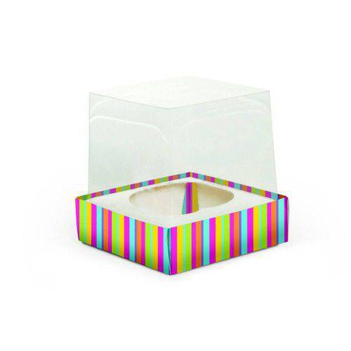 Tamanhos, Medidas e Dimensões do produto 6 Caixas Cupcake com Visor Colors Decoração Festas