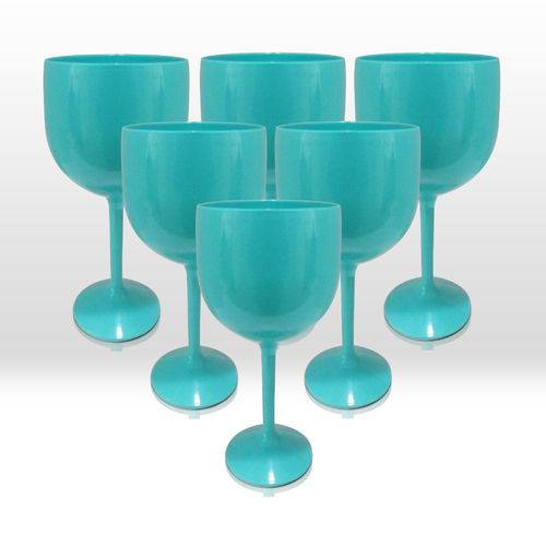 Tamanhos, Medidas e Dimensões do produto 6 Taças para Gin Tônica Acrílico Azul Tiffany 550 Ml