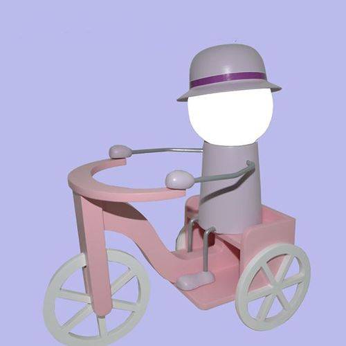 Tamanhos, Medidas e Dimensões do produto Abajur - Luminária Infantil LED - Triciclo Rosa