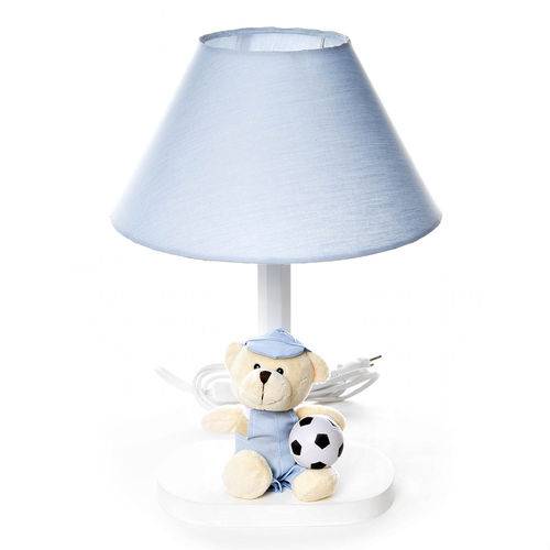 Tamanhos, Medidas e Dimensões do produto Abajur Madeira Urso com Bola Azul Quarto Bebê Infantil Menina Menino
