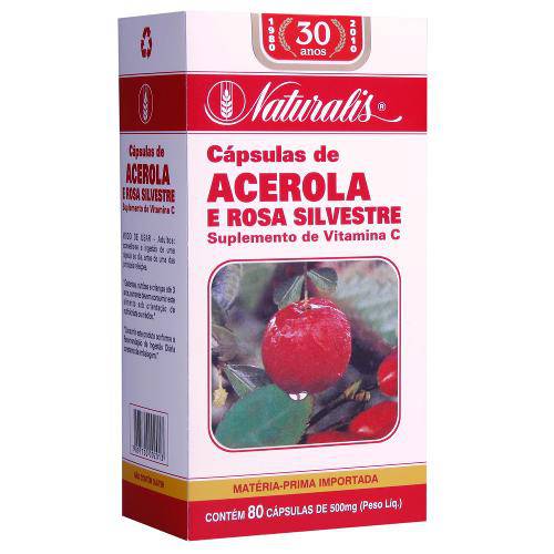 Tamanhos, Medidas e Dimensões do produto Acerola e Rosa Silvestre (500mg) - Fonte de Vitamina C - 80 Cápsulas