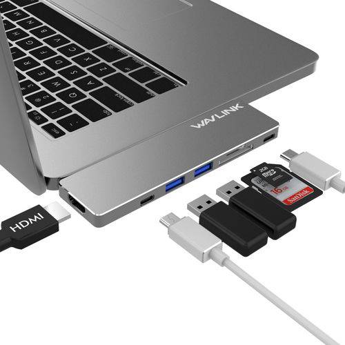 Tamanhos, Medidas e Dimensões do produto Adaptador Hub Macbook Pro USB-C Tipo C Multiportas Hdmi 4K USB 3.0 SdCard