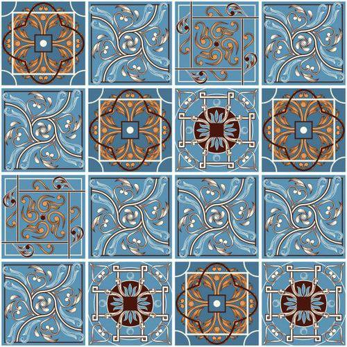 Tamanhos, Medidas e Dimensões do produto Adesivo de Azulejo Vitoriano Azul 15x15 Cm com 36 Un