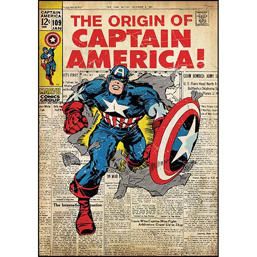 Tamanhos, Medidas e Dimensões do produto Adesivo de Parede Captain America Comic Cover Giant Wall Decal Roommates Colorido (46x12,8x2,8cm)