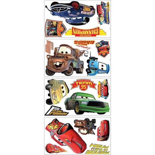 Tamanhos, Medidas e Dimensões do produto Adesivo de Parede Carros Piston Cup Champs Peel & Stick Wall Decal Roommates Colorido (25,4x45,7cm)