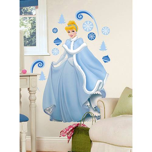 Tamanhos, Medidas e Dimensões do produto Adesivo de Parede Cinderella Holiday Add-On Wall Decals Roommates Colorido (46x12,8x2,8cm)