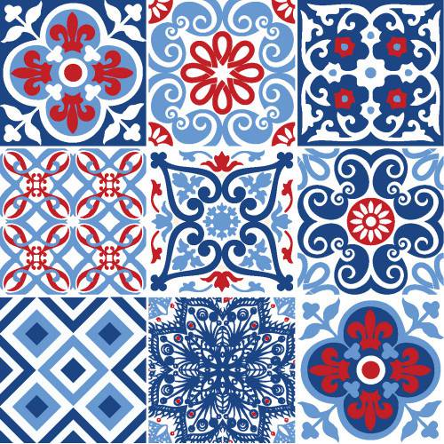 Tamanhos, Medidas e Dimensões do produto Adesivo de Parede Decorativo para Cozinha Stixx Azulejos Biarritz Colorido (123x61cm)