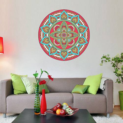 Tamanhos, Medidas e Dimensões do produto Adesivo de Parede Decorativo Stixx Mandala Folk Colorido (60x60cm)