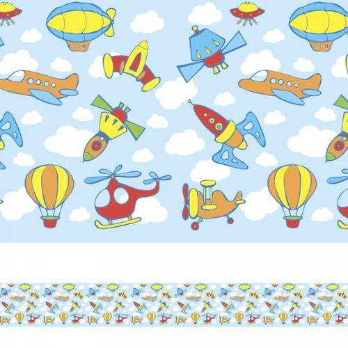 Tamanhos, Medidas e Dimensões do produto Adesivo de Parede Faixa Decorativa Infantil Aviões e Naves 10m X 10cm