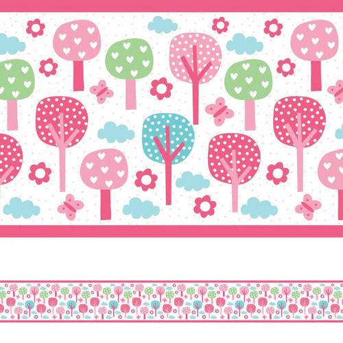 Tamanhos, Medidas e Dimensões do produto Adesivo de Parede Faixa Decorativa Infantil Floresta Rosa 10m X 10cm