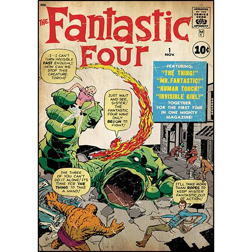 Tamanhos, Medidas e Dimensões do produto Adesivo de Parede Fantastic Four Issue #1 Comic Cover Giant Wall Decal Roommates Colorido (46x12,8x2,8cm)