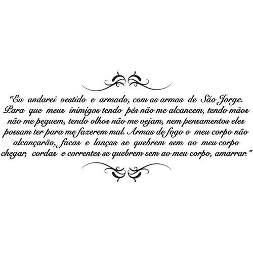 Tamanhos, Medidas e Dimensões do produto Adesivo de Parede Frase Oração de São Jorge Stixx Adesivos Criativos Preto (135x59,5cm)