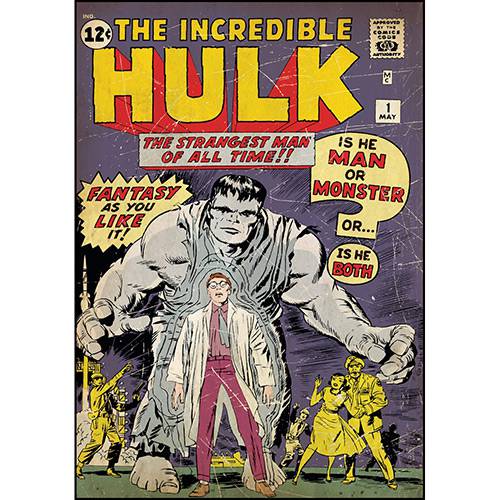 Tamanhos, Medidas e Dimensões do produto Adesivo de Parede Incredible Hulk Issue #1 Comic Cover Giant Wall Decal Roommates Colorido (46x12,8x2,8cm)