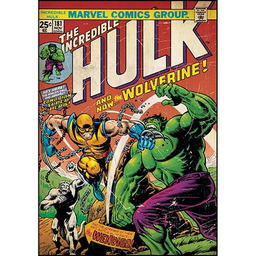 Tamanhos, Medidas e Dimensões do produto Adesivo de Parede Incredible Hulk & Wolverine Comic Cover Giant Wall Decal Roommates Colorido (46x12,8x2,8cm)