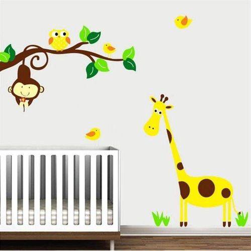 Tamanhos, Medidas e Dimensões do produto Adesivo de Parede Infantil Macaquinho no Galho e Girafa