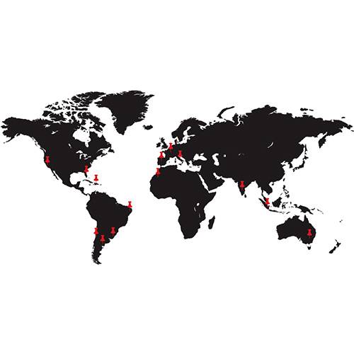 Tamanhos, Medidas e Dimensões do produto Adesivo de Parede Mapa Mundi Places Stixx Adesivos Criativos Preto/Vermelho (150x86,5cm)