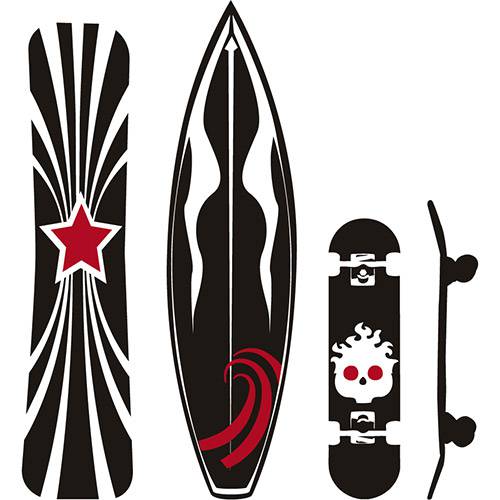 Tamanhos, Medidas e Dimensões do produto Adesivo de Parede Skate Radical Stixx Adesivos Criativos Preto/Vermelho (119,1x130,4cm)