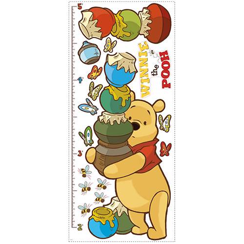 Tamanhos, Medidas e Dimensões do produto Adesivo de Parede Winnie The Pooh Pooh Peel & Stick Growth Chart Roommates Amarelo/Vermelho/Azul/Verde (101,6x45,7cm)