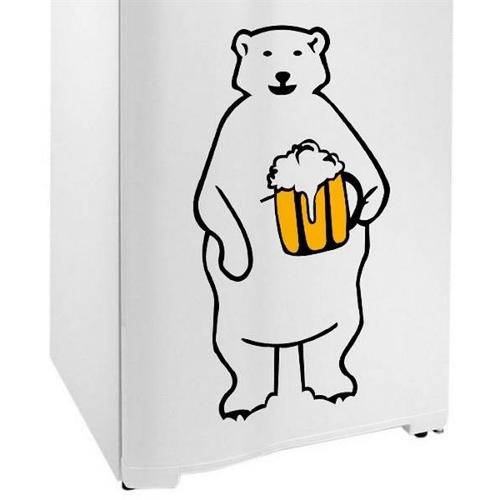 Tamanhos, Medidas e Dimensões do produto Adesivo para Geladeira Urso Polar com Copo de Cerveja