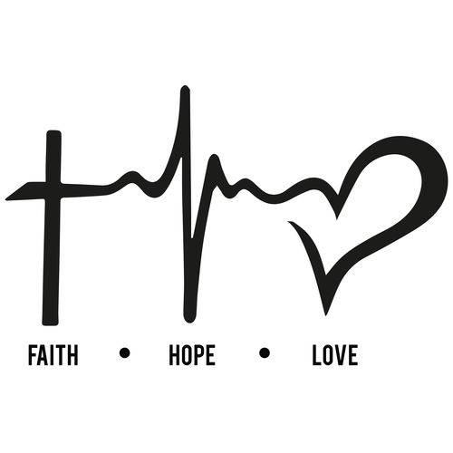 Tamanhos, Medidas e Dimensões do produto Adesivo Parede Quarto Faith, Hope, Love 55x86cm