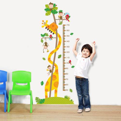 Tamanhos, Medidas e Dimensões do produto Adesivo Régua do Crescmento Infantil Criança Bebê Girafa Macaco Bichos Medir Altura