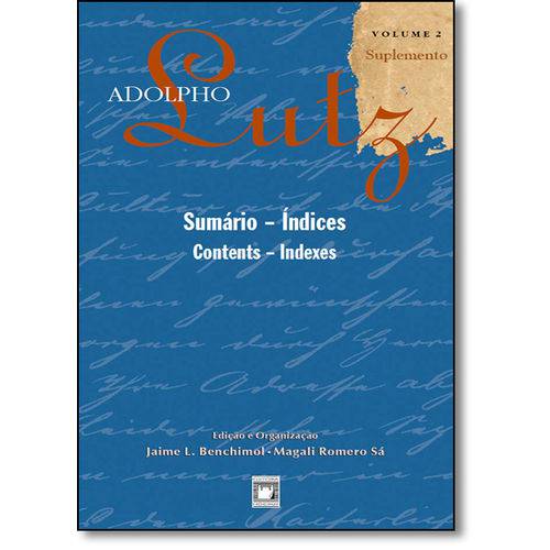 Tamanhos, Medidas e Dimensões do produto Adolpho Lutz - Sumários Indíces - Suplementos - Vol.2