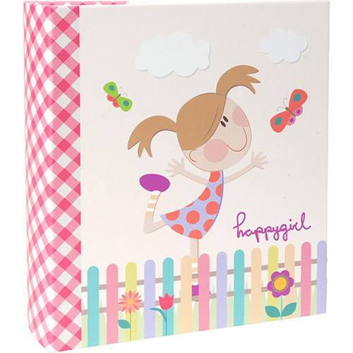Tamanhos, Medidas e Dimensões do produto Álbum Infantil Happy Girl Folhas Coladas 60 Fotos 10x15cm Rosa - Ical
