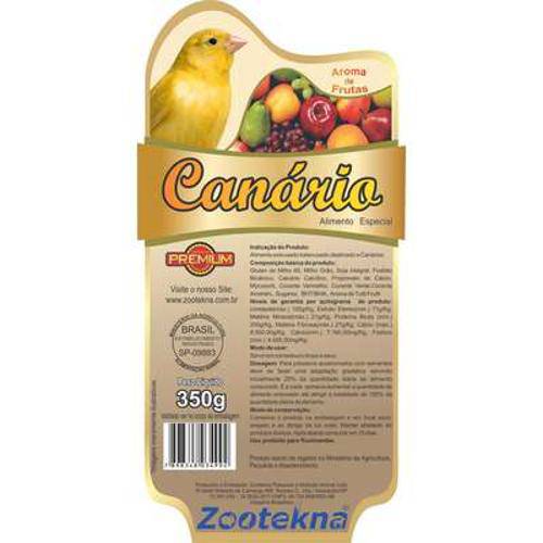 Tamanhos, Medidas e Dimensões do produto Alimento Extrusado Canário Zootekna - 350gr