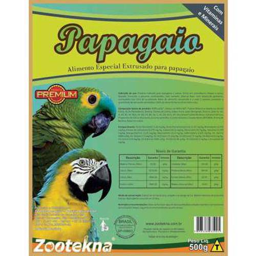 Tamanhos, Medidas e Dimensões do produto Alimento Extrusado Papagaio Zootekna - 500gr