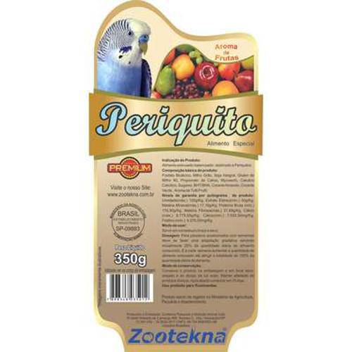 Tamanhos, Medidas e Dimensões do produto Alimento Extrusado Periquito Zootekna - 350gr