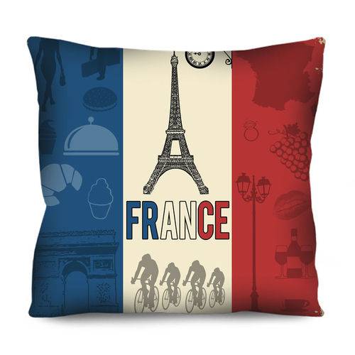 Tamanhos, Medidas e Dimensões do produto Almofada Decorativa Paris França Bandeira 42x42cm