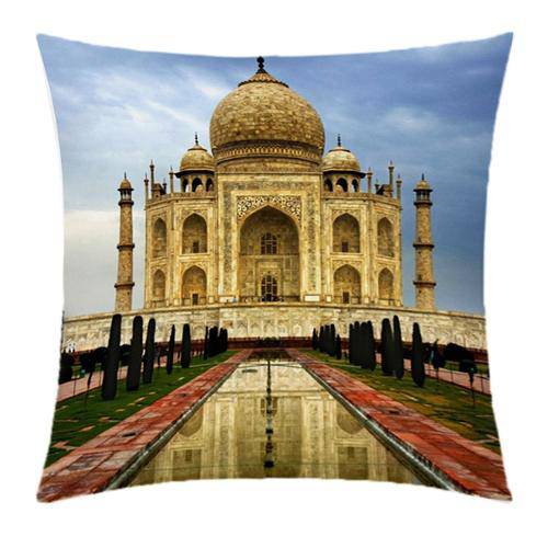 Tamanhos, Medidas e Dimensões do produto Almofada Desenhada Decoração Taj Mahal India com 2 Peças Tecido Microfibra - Almofada Digital