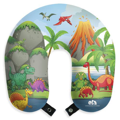Tamanhos, Medidas e Dimensões do produto Almofada Infantil Dinossauros Travesseiro de Pescoço para Viagem e Descanso com Botão