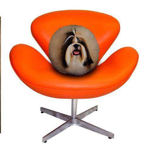 Tamanhos, Medidas e Dimensões do produto Almofada Redonda Cachorro Shih-Tzu Forelock 45cm Marrom Marrom