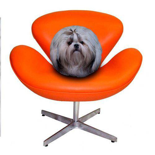 Tamanhos, Medidas e Dimensões do produto Almofada Redonda Cachorro Shih-Tzu Smooth 45cm Cinza Cinza