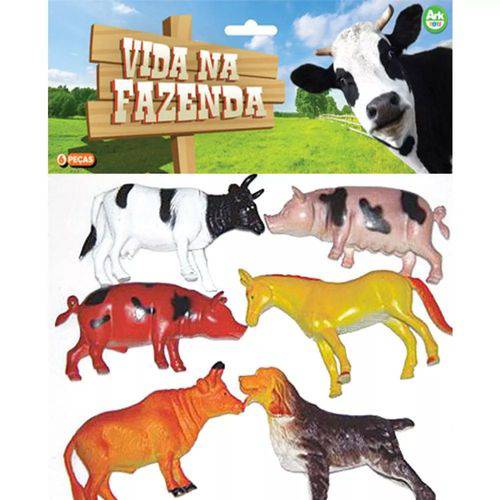 Tamanhos, Medidas e Dimensões do produto Animais da Fazenda Borracha Cavalo Cachorro Porco Boi com 6