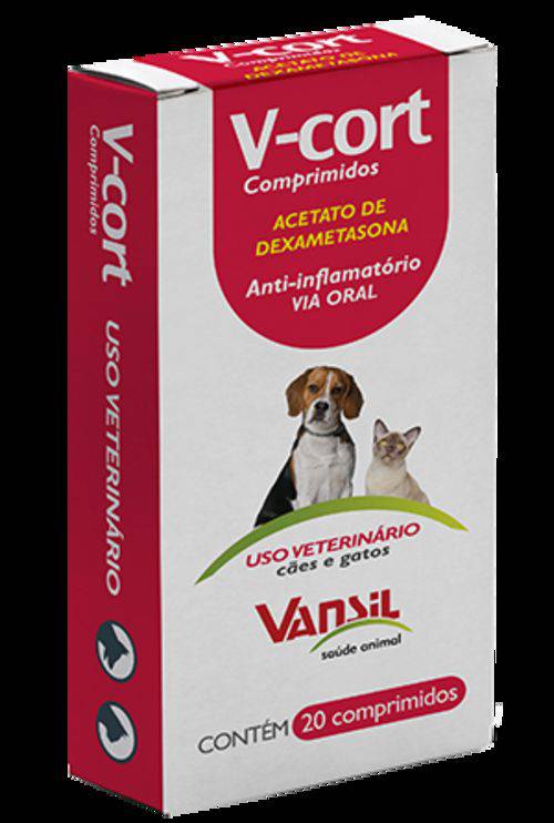 Tamanhos, Medidas e Dimensões do produto Anti-Alérgico-V-Cort para Cachorros 200 Mg - 20 Comp -