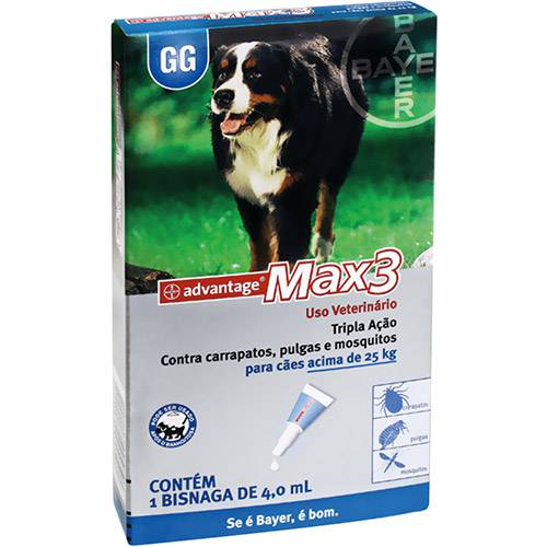 Tamanhos, Medidas e Dimensões do produto Antipulgas e Carrapatos para Cães Advantage Max3 Acima de 25kg