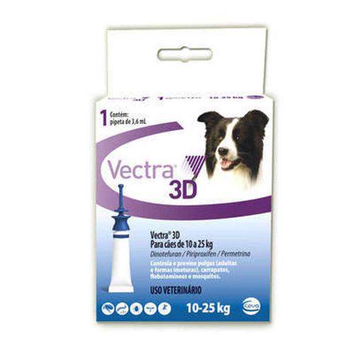 Tamanhos, Medidas e Dimensões do produto Antipulgas e Carrapatos Vectra 3D para Cães de 10 a 25Kg 3,6 ML - Ceva