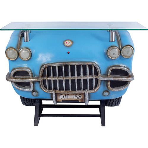 Tamanhos, Medidas e Dimensões do produto Aparador Frente de Carro Corvette Azul Tampo de Vidro - Oldway