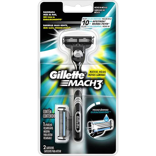 Tamanhos, Medidas e Dimensões do produto Aparelho de Barbear Gillette Mach3 com 2 Cargas