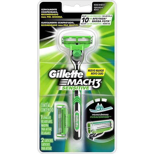 Tamanhos, Medidas e Dimensões do produto Aparelho de Barbear Gillette Mach3 Sensitive com 2 Cargas