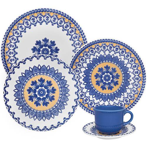 Tamanhos, Medidas e Dimensões do produto Aparelho de Jantar 20 Peças Cerâmica Mail Order -Floreal La Carreta Branco - Oxford Porcelanas