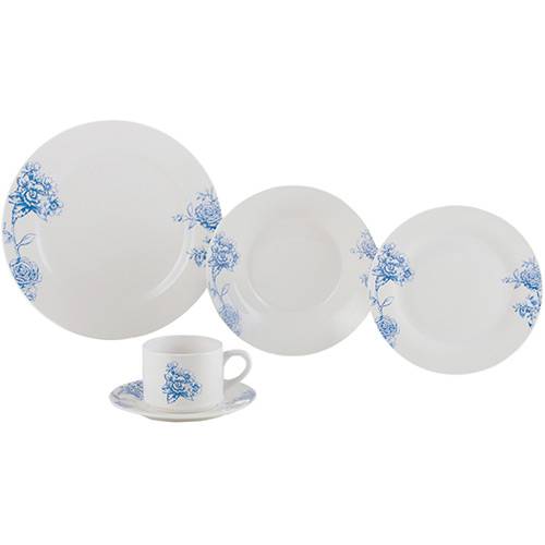 Tamanhos, Medidas e Dimensões do produto Aparelho de Jantar 20 Peças Porcelana Blue Flowers Branco - Lyor