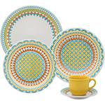 Tamanhos, Medidas e Dimensões do produto Aparelho de Jantar Chá 30 Peças Cerâmica Floreal Bilro Colorido - Oxford