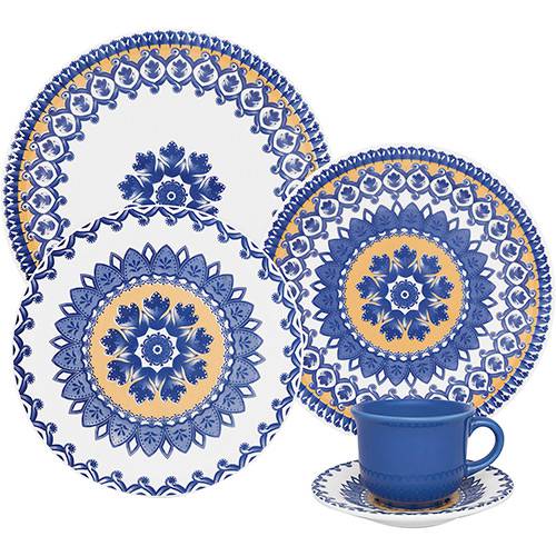 Tamanhos, Medidas e Dimensões do produto Aparelho de Jantar/Chá 30 Peças Cerâmica Floreal La Carreta - Oxford Porcelanas