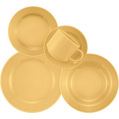 Tamanhos, Medidas e Dimensões do produto Aparelho de Jantar e Chá 20 Peças Cerâmica Donna Amarelo - Biona